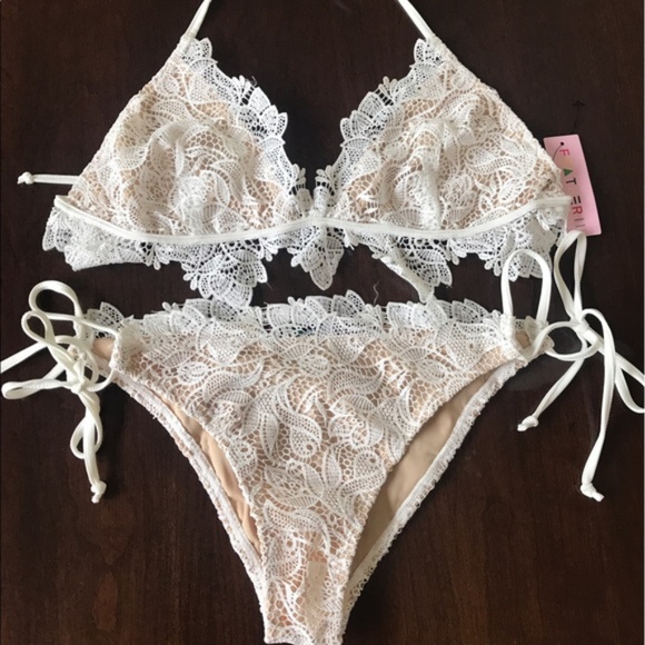 Other - White lace bathing suit